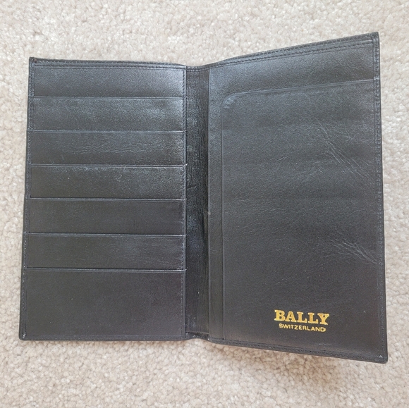Vintage Bally Long Black Leather Card Holder/Wallet with Gold Logo - Picture 2 of 4
